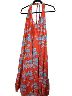 Crown & Ivy Red and blue Halter top Dress Women’s Petite L